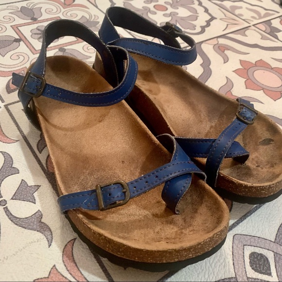 Vegan Leather Birks Sandals Cork 7.5/8 Blue - Picture 2 of 10